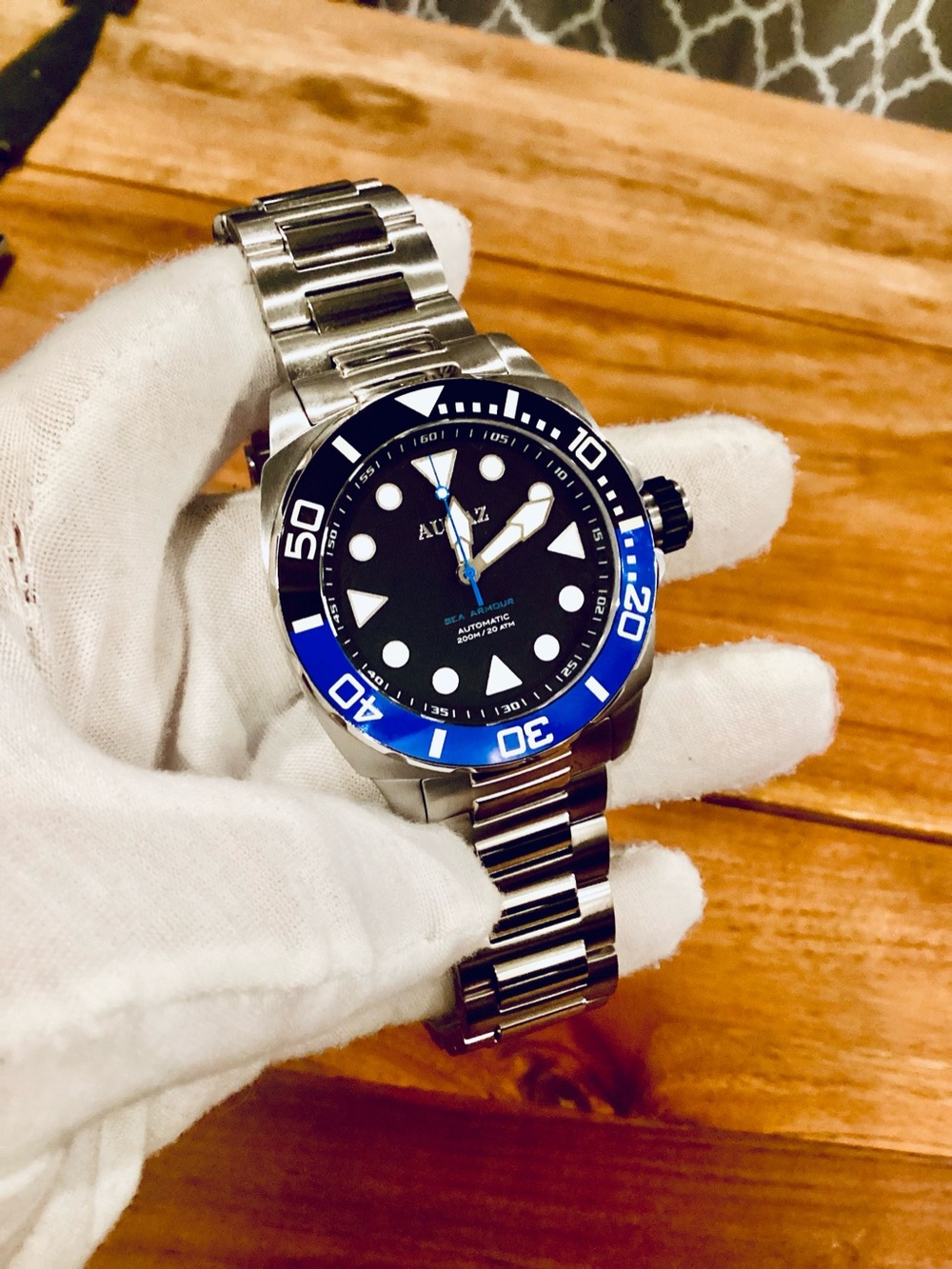 Audaz Sea Armour Black Automatic Men's Diver Watch 45mm #ADZ-2075-05 Blue/Black
